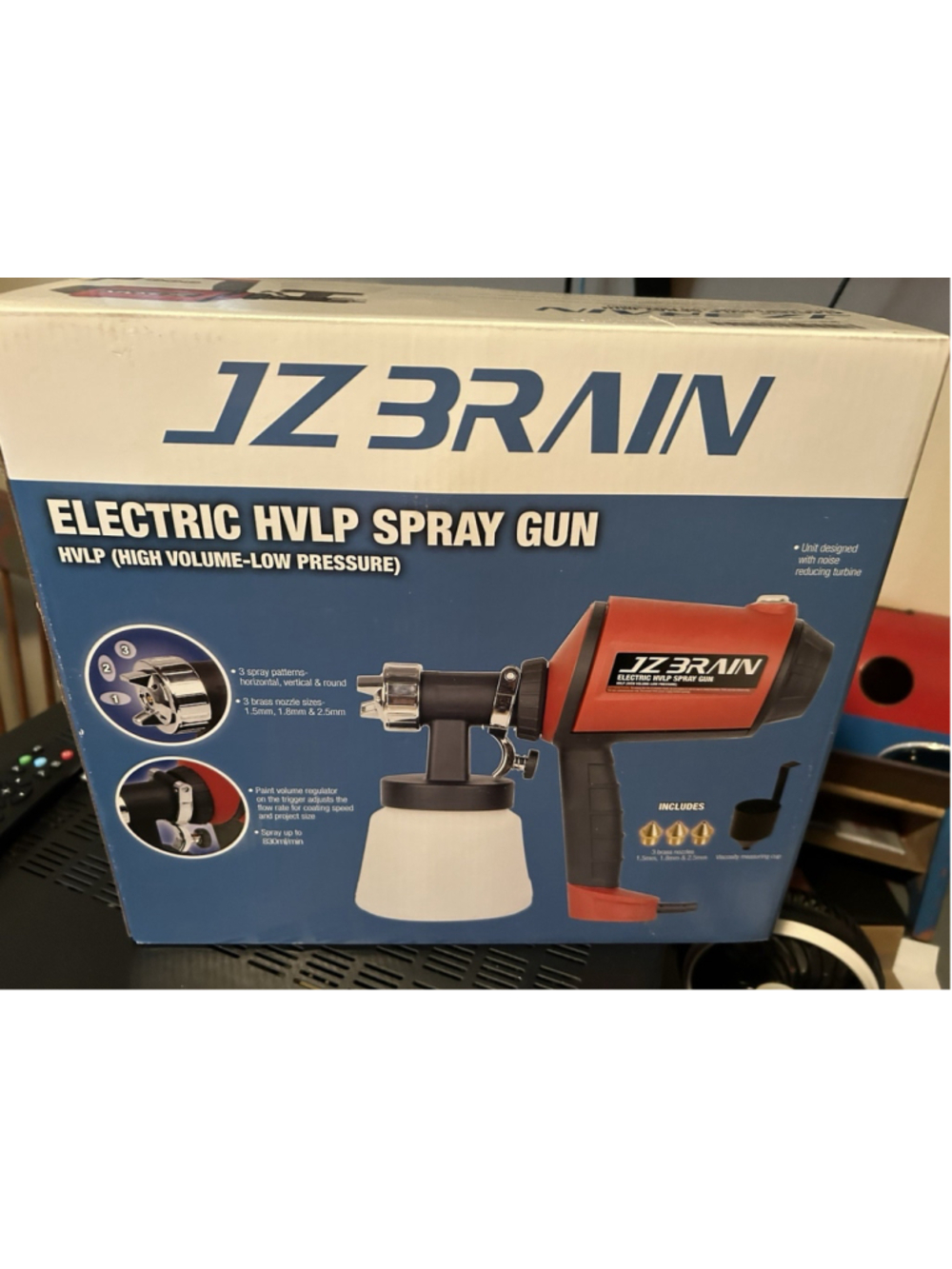 JZ Brain Electric HVLP(high volume-low pressure) Spray Gun New 3 Spray Patterns